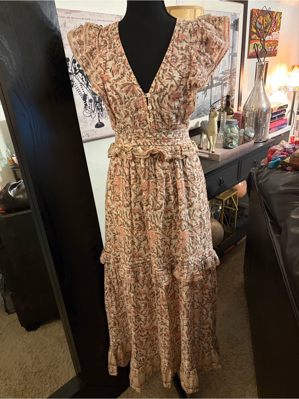 Cleobella Floral Maxi Dress in Blush and Cream
